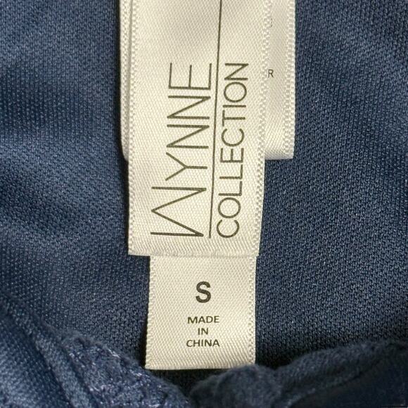 Marla Wynne Collection Navy Lace Sheer Sleeves Belted Button Up Top Blouse sz S - Picture 16 of 16